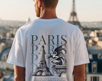Paris Gargoyle T-Shirt: Gothic Eiffel Tower Graphic Tee