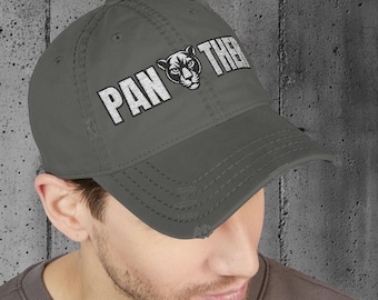 Embroidered Panther Distressed Dad Hat, Wildlife Lover Gift