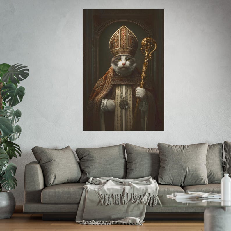 Renaissance Pope Cat Portrait – Funny Gothic Wall Art - Etsy