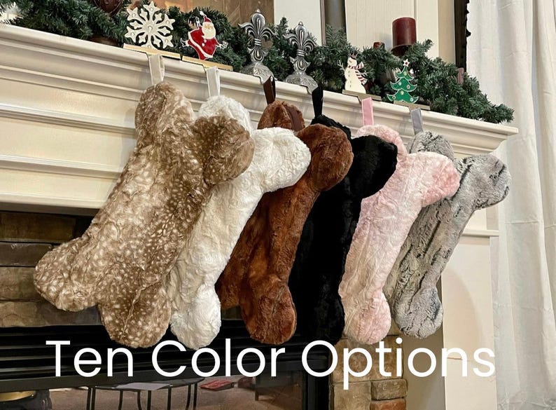 Fur Pet Christmas Stockings - Dog Stocking with Tag - Personalized Dog Bone Stocking - Gift for Dog Lover - Stocking Stuffer image 1