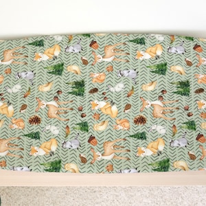Woodland Nursery Decor, Changing Pad Cover, Forest Animal Baby Decor, Green Nursery Accessories, Diaper Changing Pad Cover, Baby Gift Idea