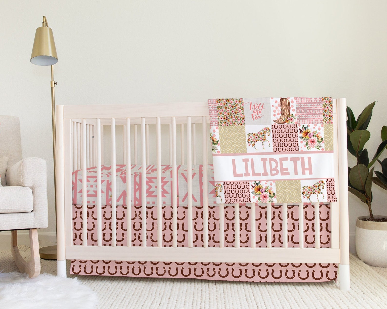 Horse Crib Bedding Girl Crib Bedding Set Pink Crib Bedding Etsy