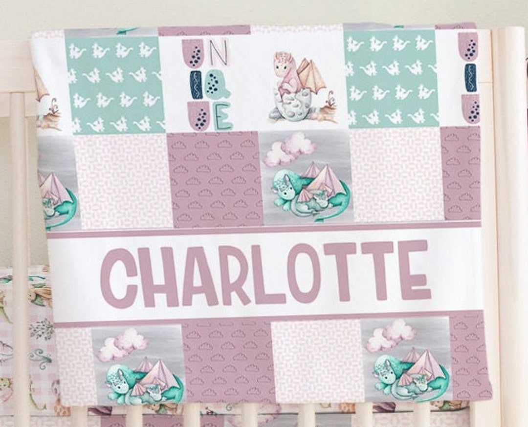 Dragon Crib Bedding Set, Dragon Nursery Bedding, Dragon Crib Sheet