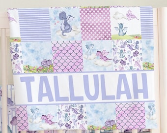 Dragon Crib Bedding, Fairy Tale Nursery Decor, Baby Girl Bedding Set Dragon Crib Sheet, Dragon Nursery, Personalized Baby Quilt, Baby Dragon