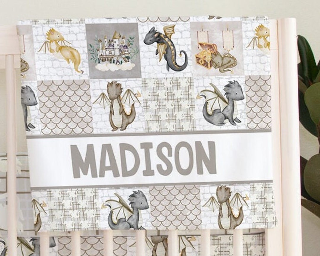 Dragon Crib Bedding, Fairy Tale Nursery Decor, Neutral Bedding Set