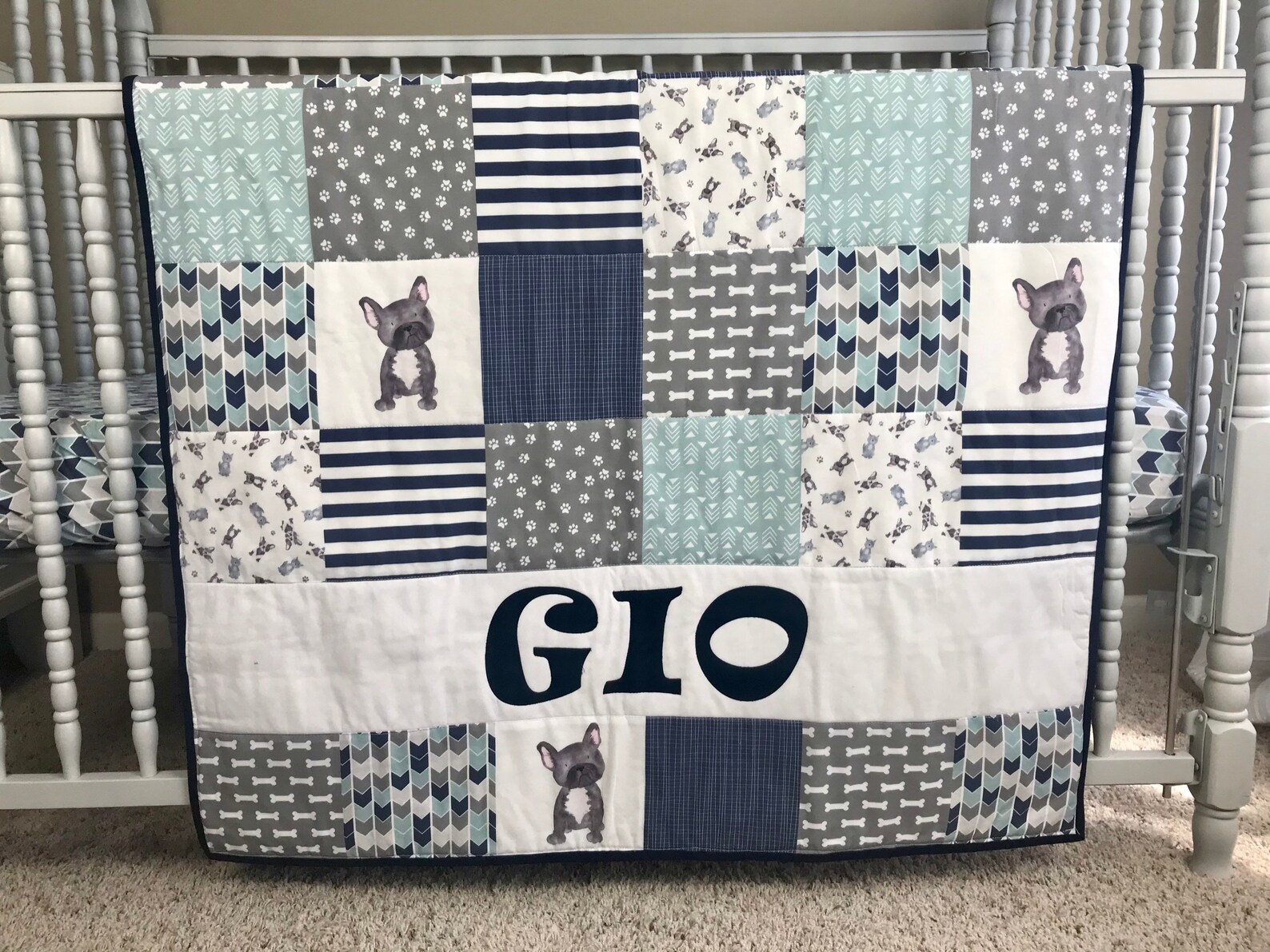 Dog Nursery Bedding Baby Boy Puppy Blanket Personalized Etsy