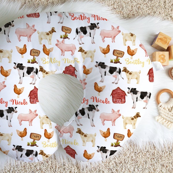 Nursing Pillow Cover, Baby Pillow Cover, Farm Nursery Decor, Nursing Accessory, Neutral Baby Gift for Boy or Girl, Farm Animal