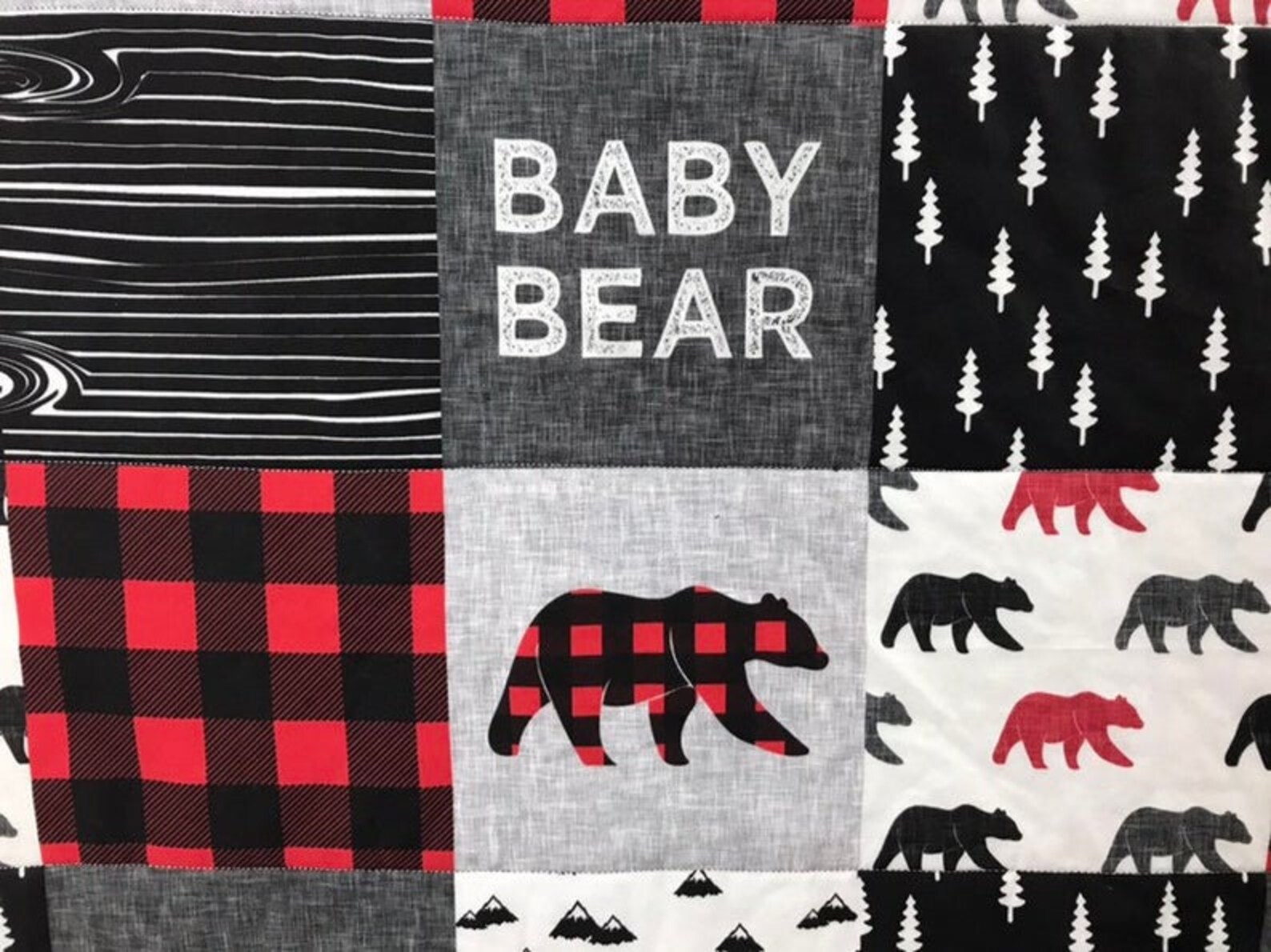 Red and Black Baby Bear Quilt Blanket Rustic Buffalo Check Etsy