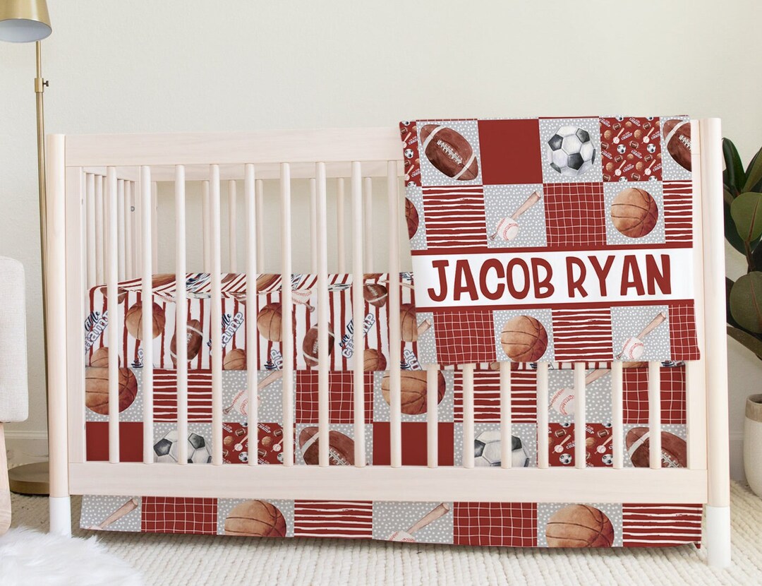Sports Crib Bedding, Baseball Baby Blanket, Football Nursery Decor