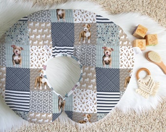 Nursing Pillow Cover, Baby Pillow Cover, Puppy Nursery Decor, Nursing Accessory, Puppy Baby Gift, Baby Boy Shower Gift, Dog Baby