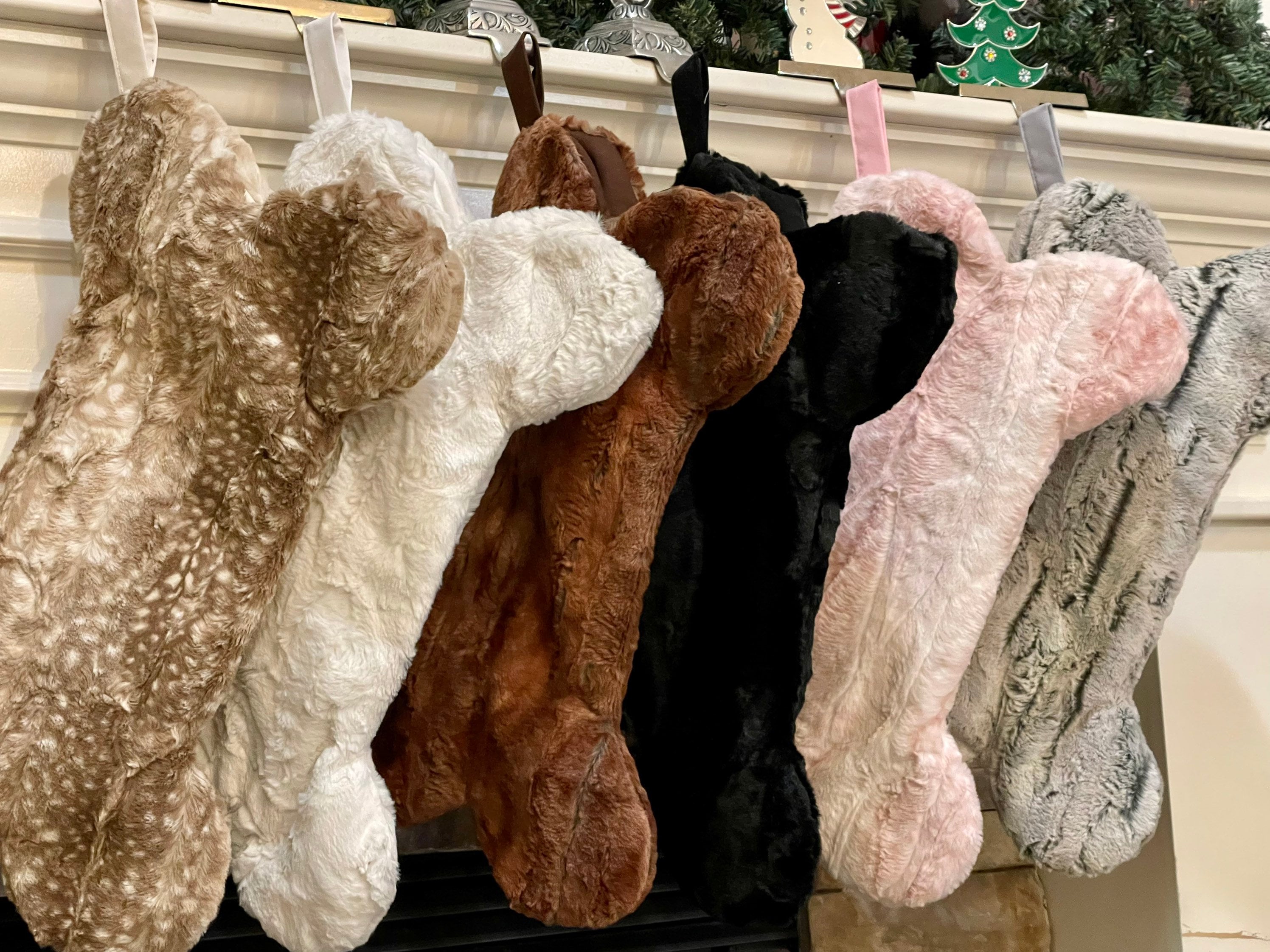 Fur Pet Christmas Stockings - Dog Stocking with Tag - Personalized Dog Bone Stocking - Gift for Dog Lover - Stocking Stuffer