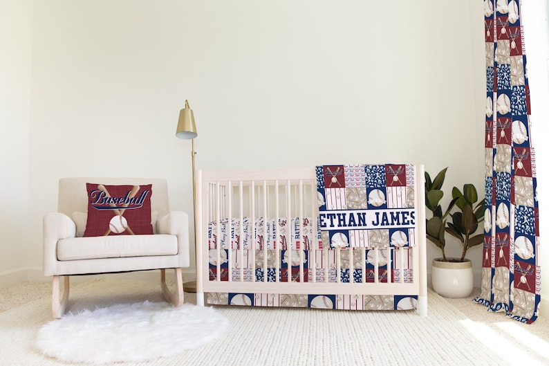 Vintage Baseball Crib Bedding, Vintage Baseball Nursery, Baseball Crib Bedding Set, Sports Baby Blanket, Baseball Crib Sheet, Crib Sheet Boy image 6