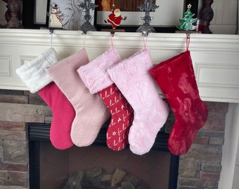 Pink Christmas Stocking, Pink Holiday Decor, Christmas Stocking for Girl, Baby Christmas Stocking, Personalized Christmas Stocking, Blush