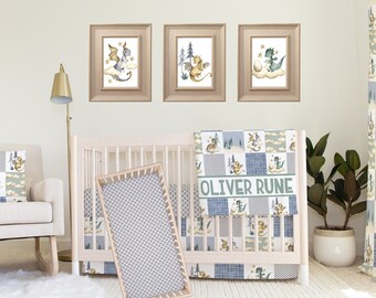 Dragon Crib Bedding Set, Fairy Tale Nursery, Baby Boy Bedding Set, Dragon Crib Sheet, Dragon Nursery, Dragon Crib Set, Dragon Baby Bedding