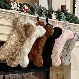 Fur Pet Christmas Stockings - Dog Stocking with Tag - Personalized Dog Bone Stocking - Gift for Dog Lover - Stocking Stuffer