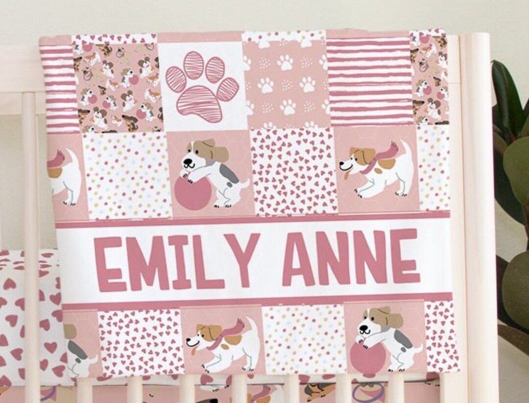 Dog Nursery Bedding Set, Dog Baby Blanket, Dog Baby Bedding Girl, Puppy