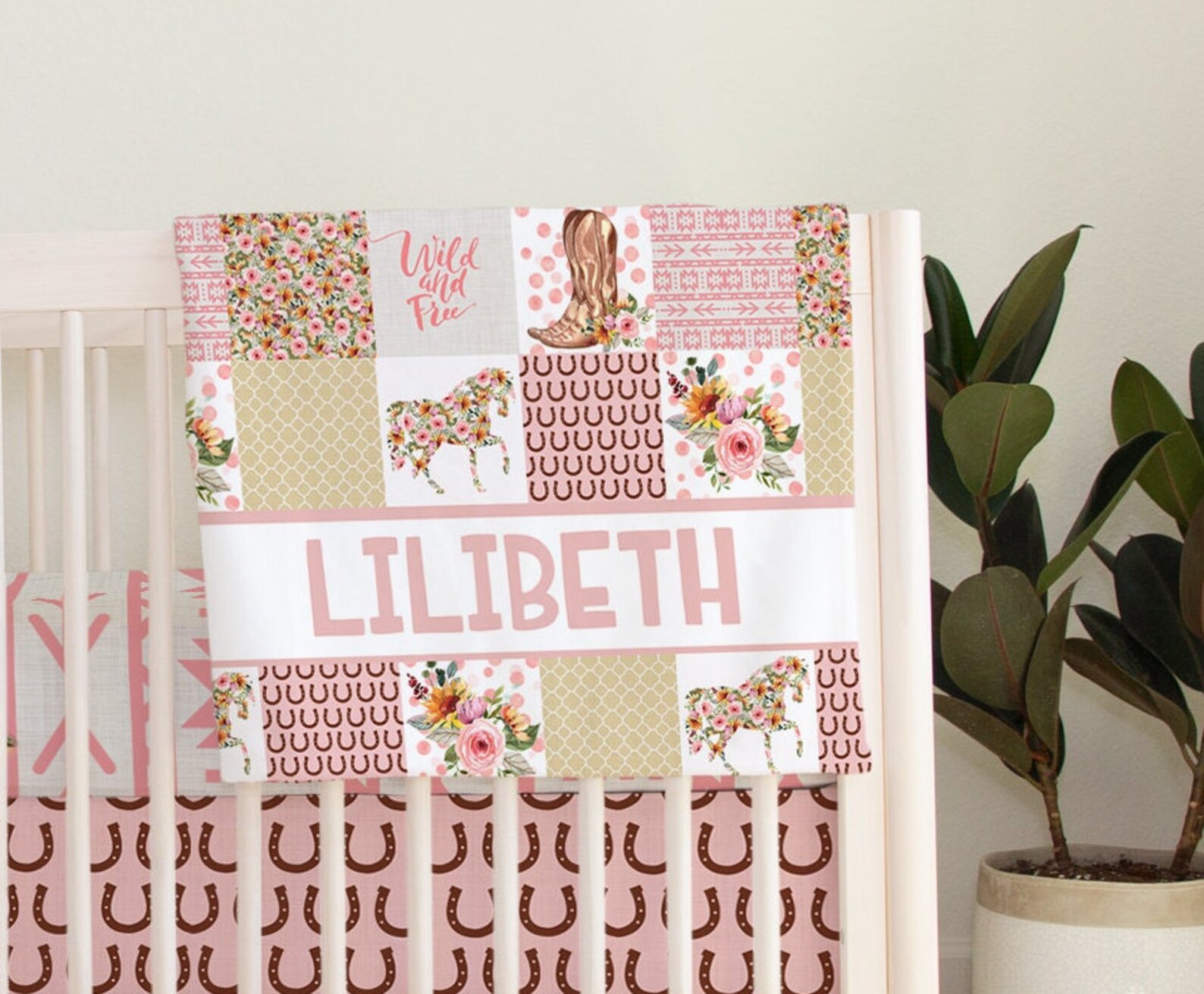 Horse Crib Bedding Girl Crib Bedding Set Pink Crib Bedding Etsy