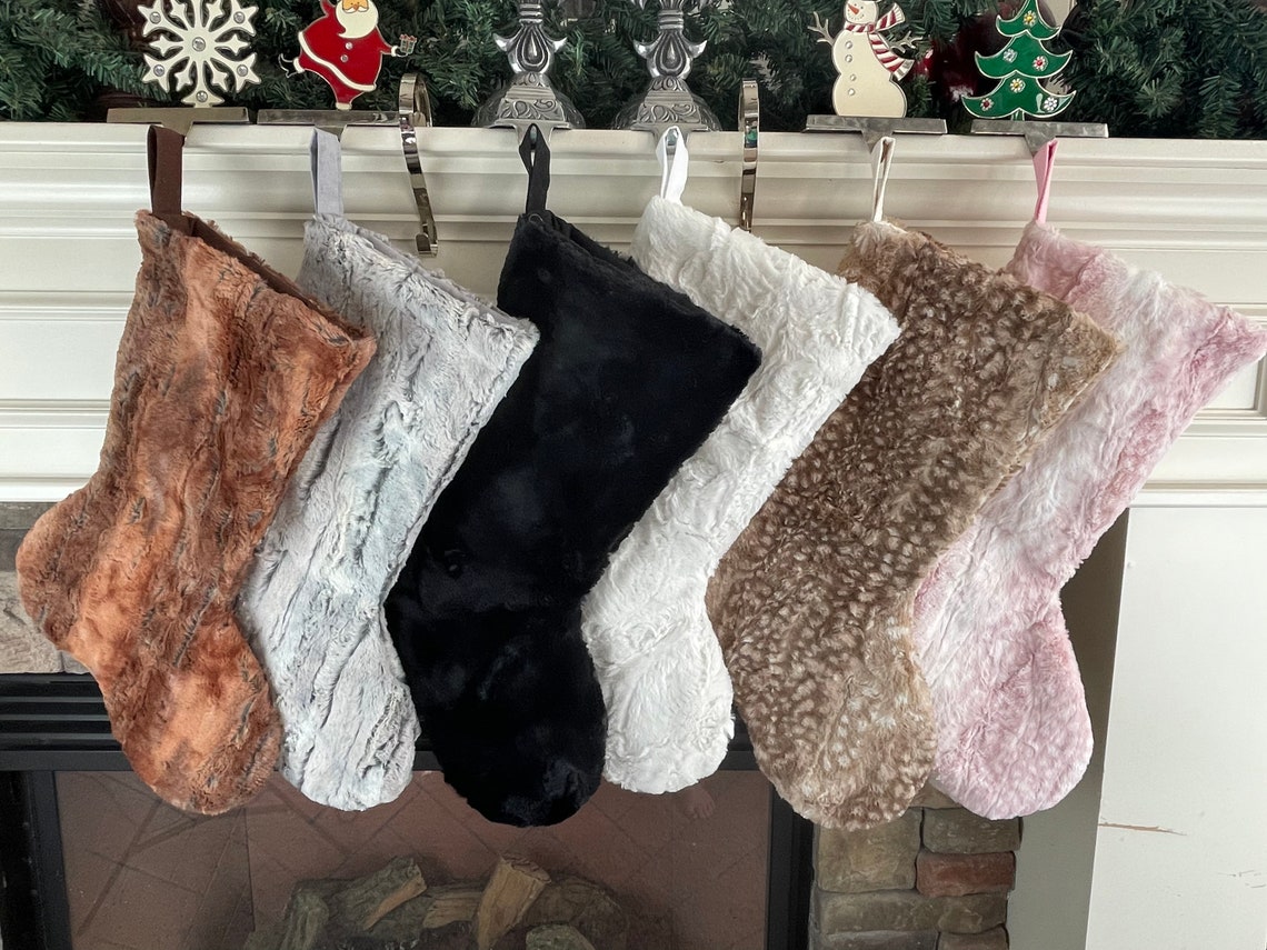 Personalized Faux Fur Family Christmas Stockings Silver or - Etsy