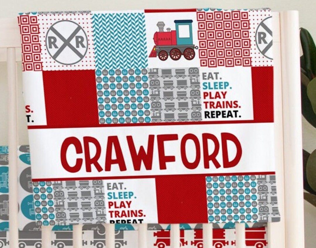 Train Crib Bedding Train Nursery Decor Train Baby Quilt Boy Etsy