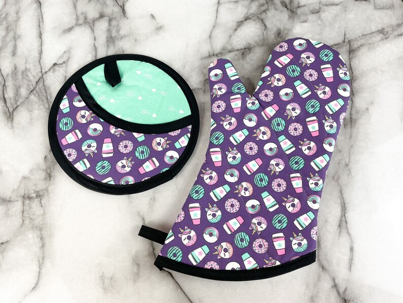 Unicorn Donut Oven Mitt Purple Oven Glove Kitchen Accessory Etsy