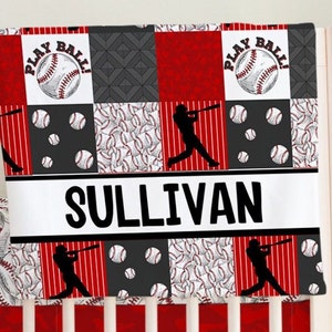 Baseball Crib Bedding Set, Baseball Nursery Bedding, Baseball Baby Quilt, Personalized Baby Gifts for Boy, Baseball Nursery Decor, Baby Boy