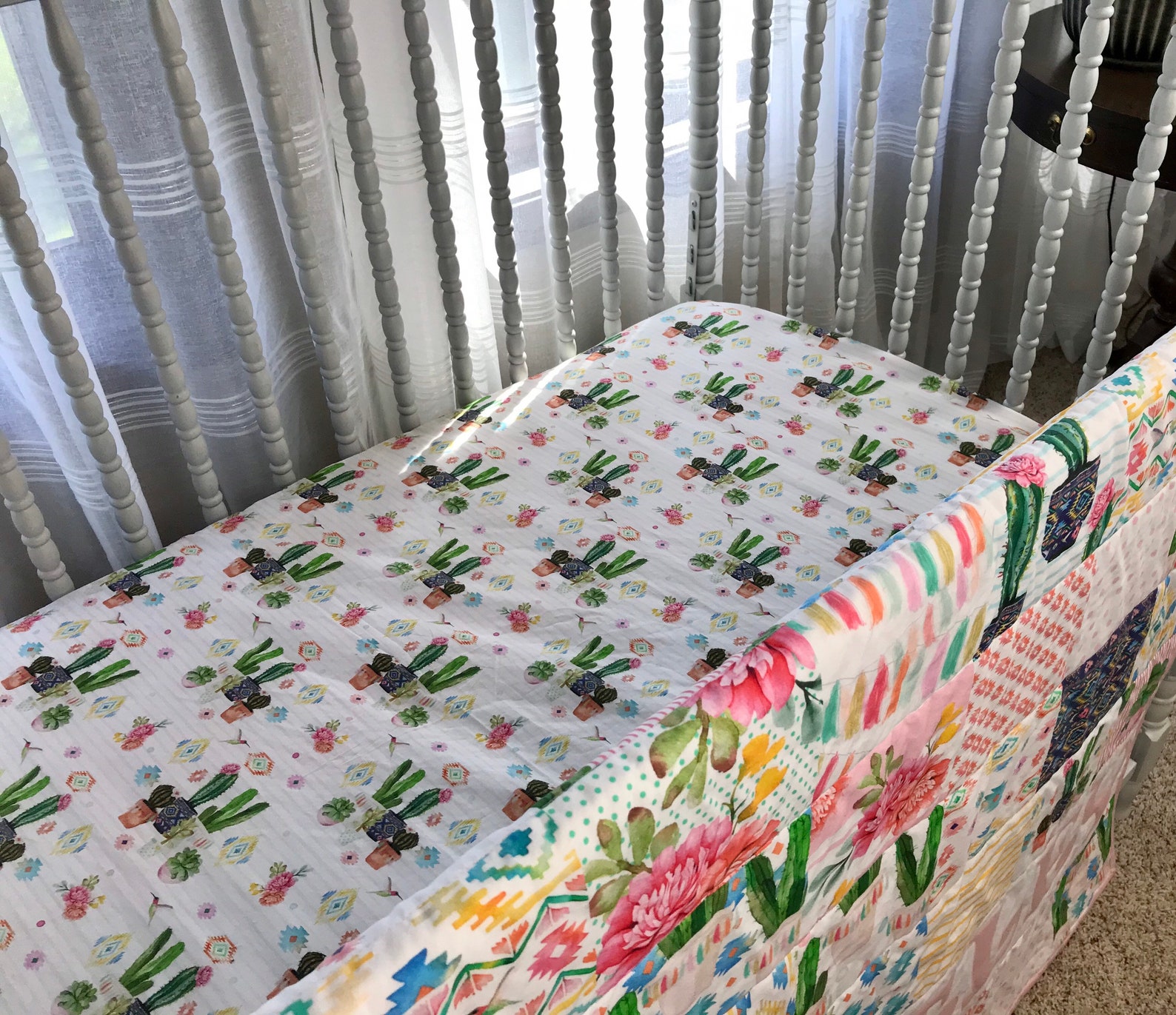 Cactus Crib Bedding Pink Crib Bedding Set Boho Nursery Etsy