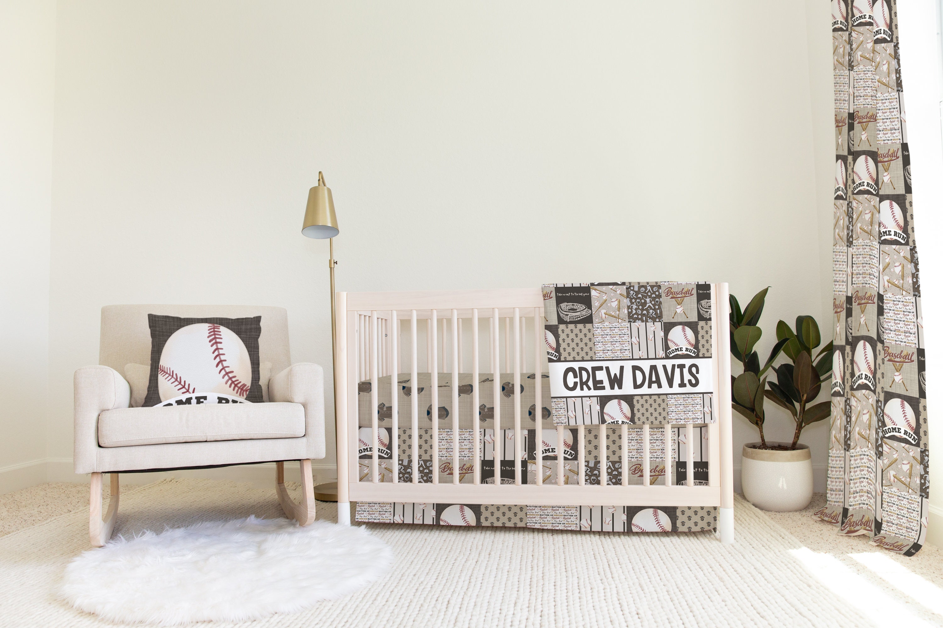 Vintage Baseball Baseball Baby Crib Bedding Sports Nursery Sweet - Main Image