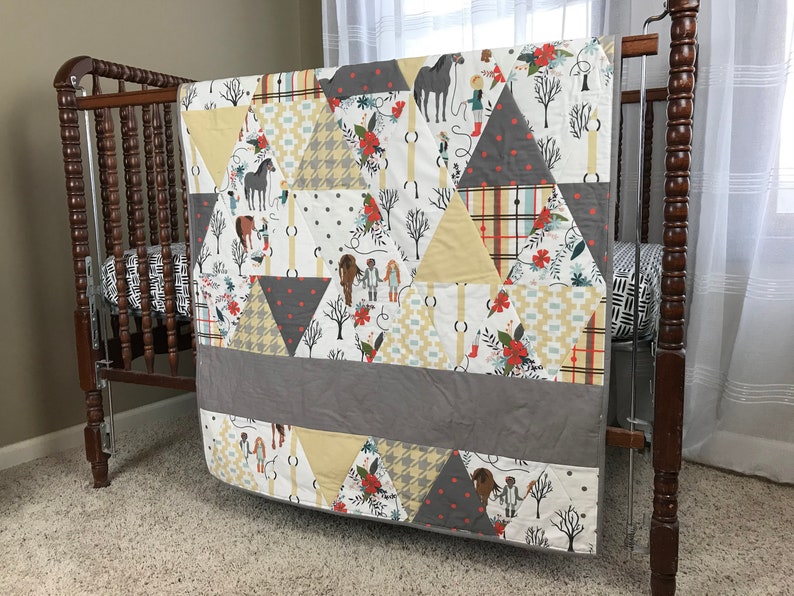 Baby Girls Horse Crib Quilt Blanket Nursery Bedding Etsy