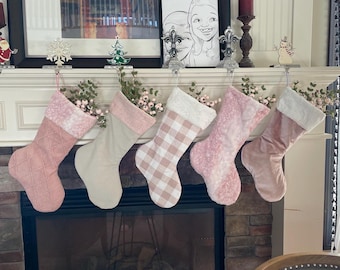 Pink Christmas Stocking, Pink Holiday Decor, Christmas Stocking for Girl, Baby Christmas Stocking, Personalized Christmas Stocking, Blush