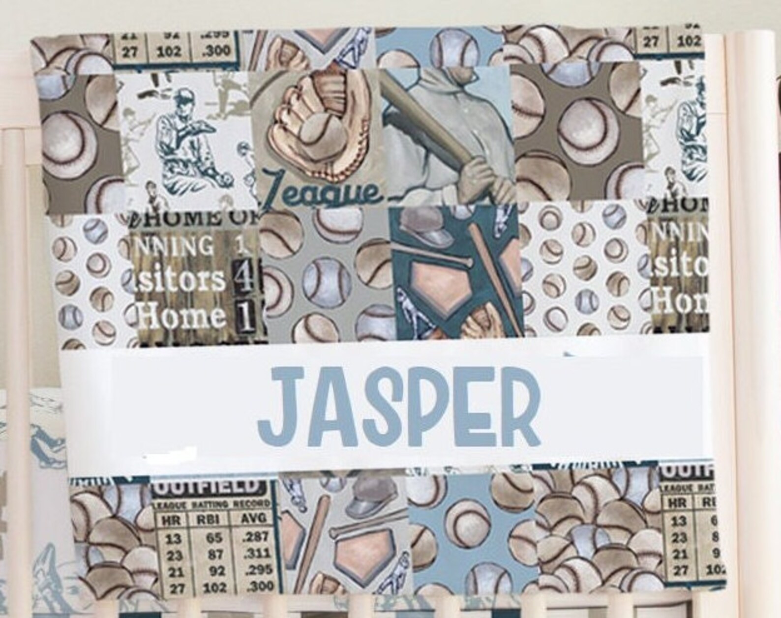 Vintage Baseball Decor Baseball Crib Bedding Set Blue Crib Etsy