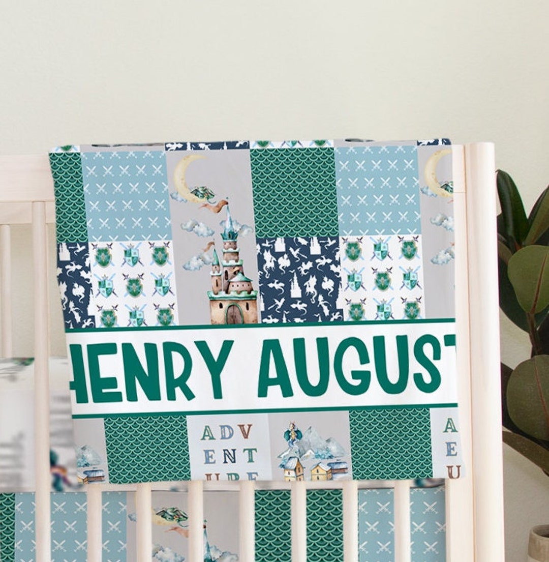 Dragon Crib Set, Baby Boy Bedding Set, Dragon Crib Bedding, Fairy Tale