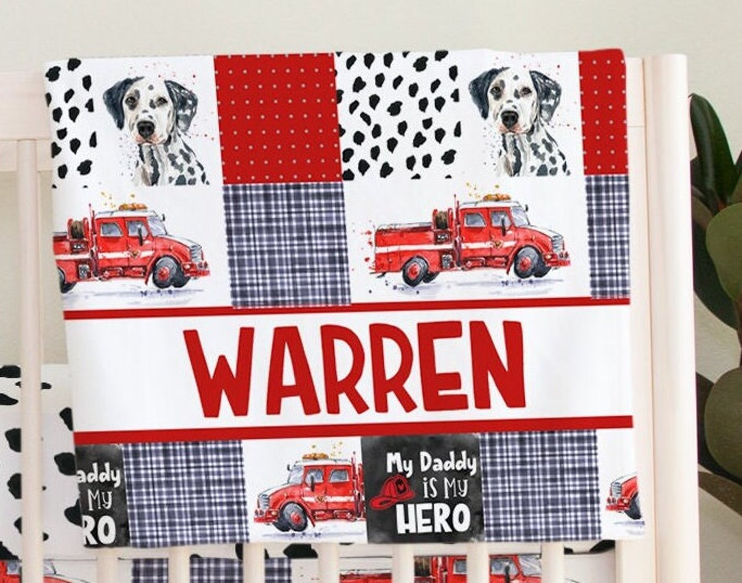 Firetruck Baby Blanket, Firetruck Crib Sheet, Firetruck Nursery, Fire