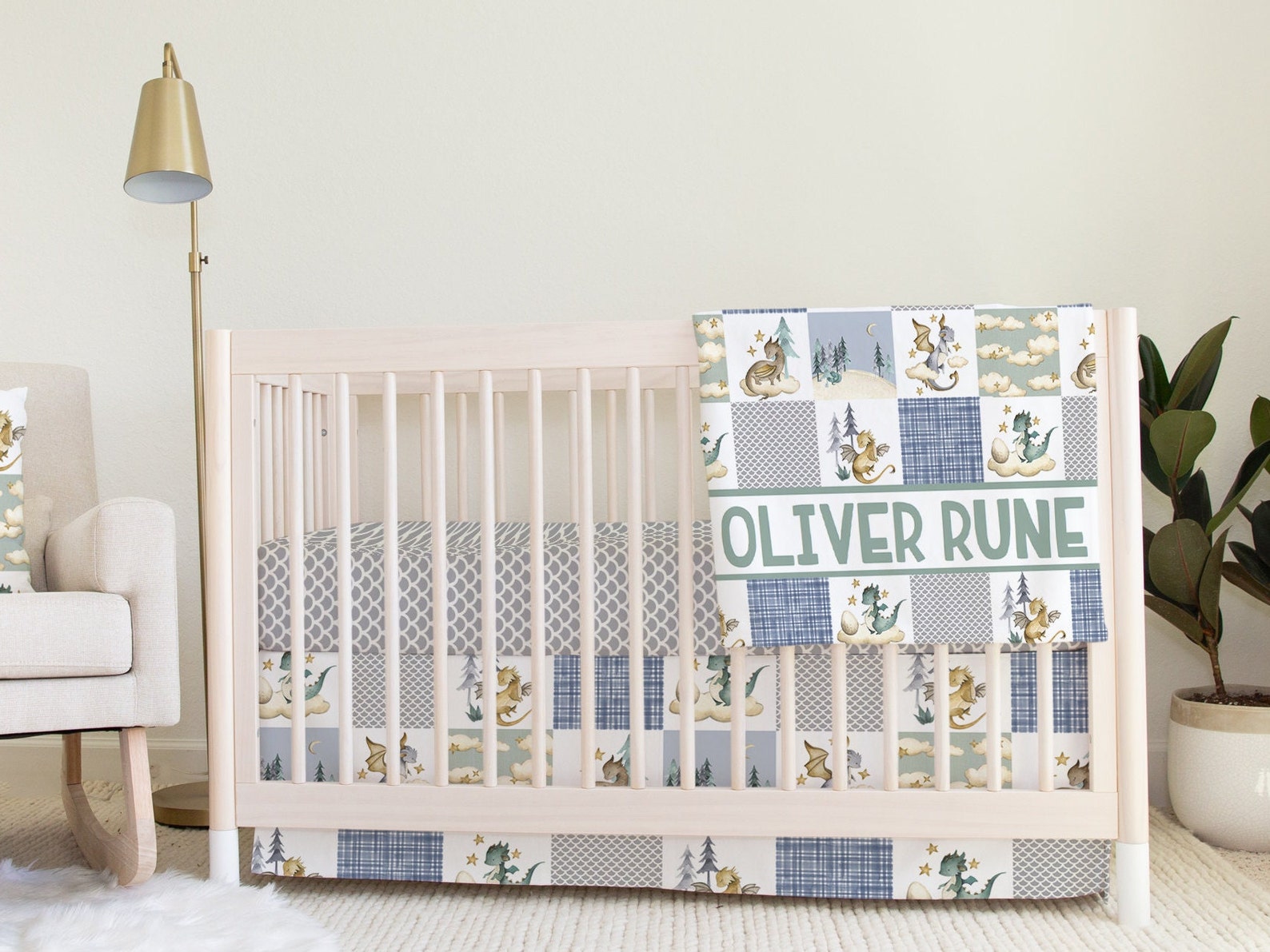Dragon Crib Bedding Fairy Tale Nursery Decor Baby Boy - Etsy