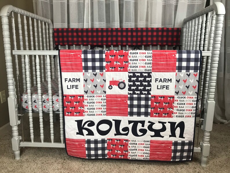 Farm Nursery Bedding Baby Boy Crib Bedding Set Minky Etsy