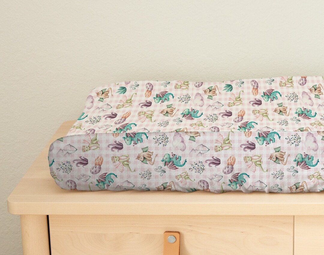 Changing Pad Cover Girl, Dragon Nursery Decor, Dragon Baby Gift, Baby