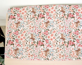Cow Pad Cover, Cotton Changing Pad Cover, Pink, Gender Neutral, Baby Girl Floral Decor, Blush Pink Farm Nursery, Farmhouse