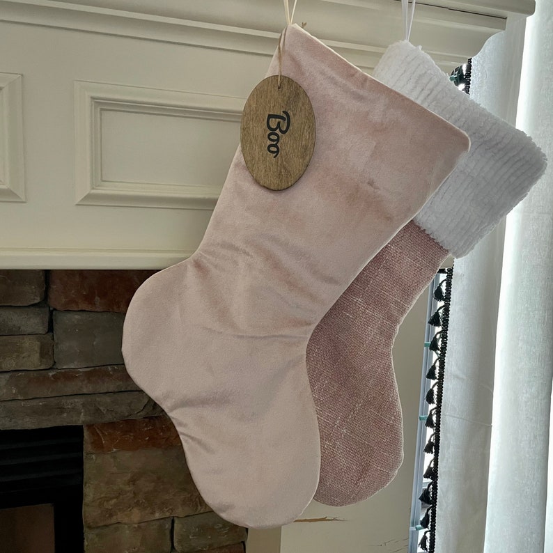 Pink Christmas Stockings Personalized, Baby Girl Stocking, Pink Holiday Decor, Family Christmas Stockings, Velvet Christmas Stocking LtPinkVelvet