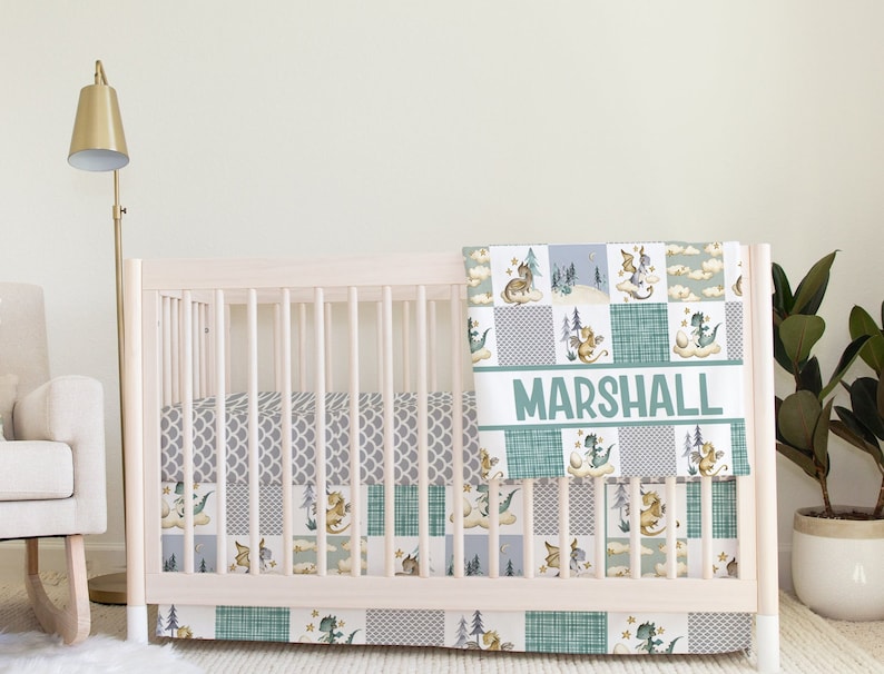 Dragon Crib Bedding Fairy Tale Nursery Decor Baby Boy Etsy