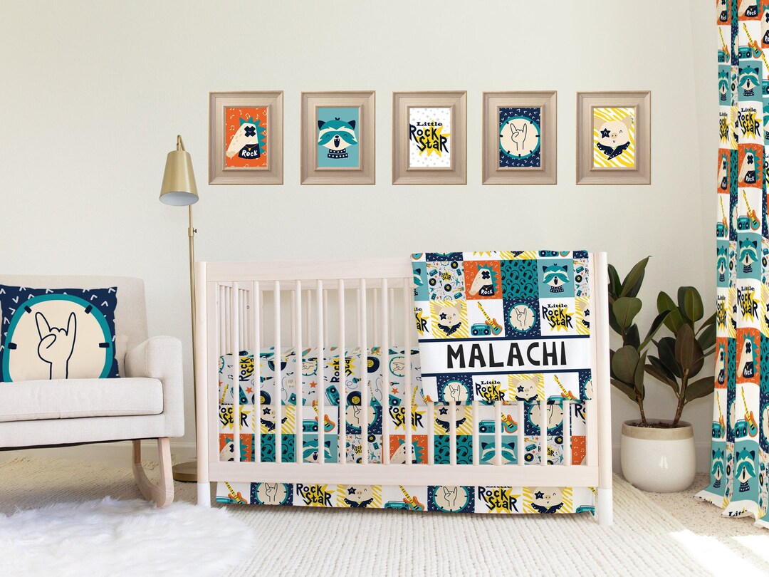 Born to Rock Crib Set, Music Crib Bedding, Rock and Roll, Modern Baby