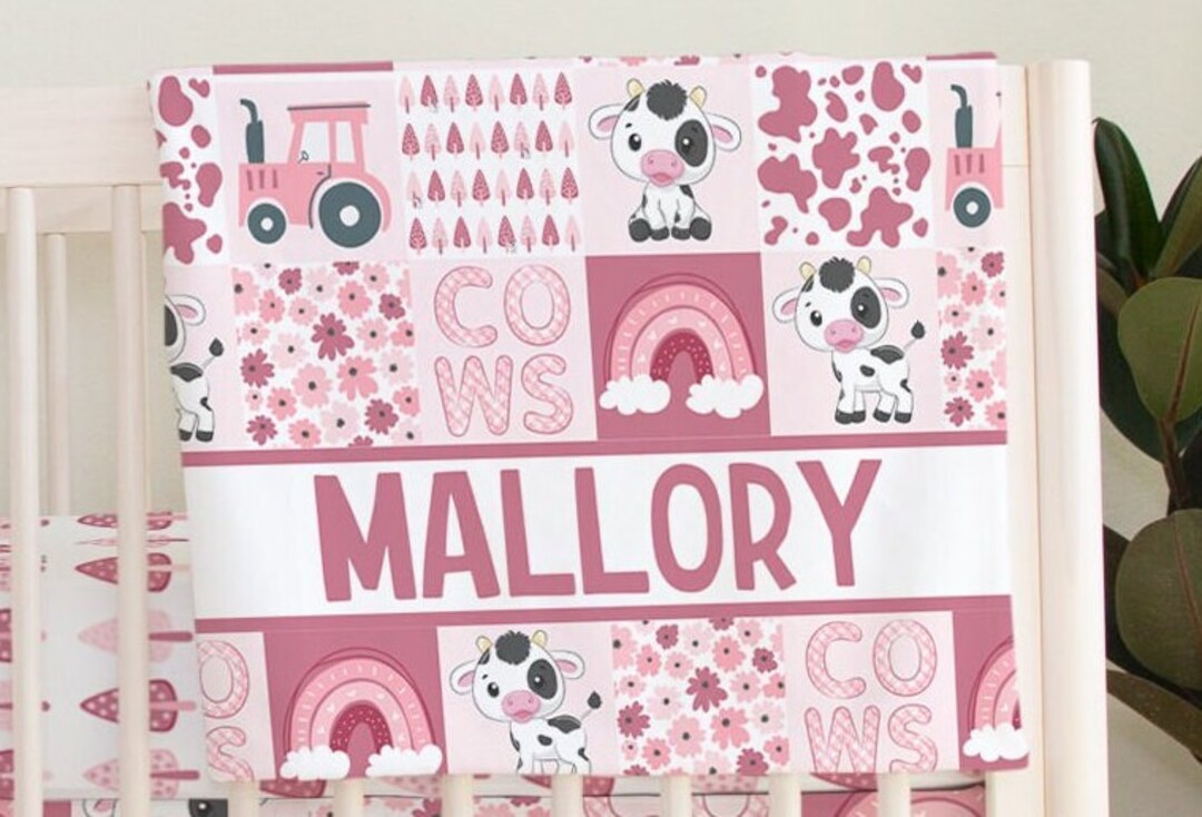 Cow Crib Bedding Set, Farm Nursery Girl, Pink Farm Nursery, Cow Baby