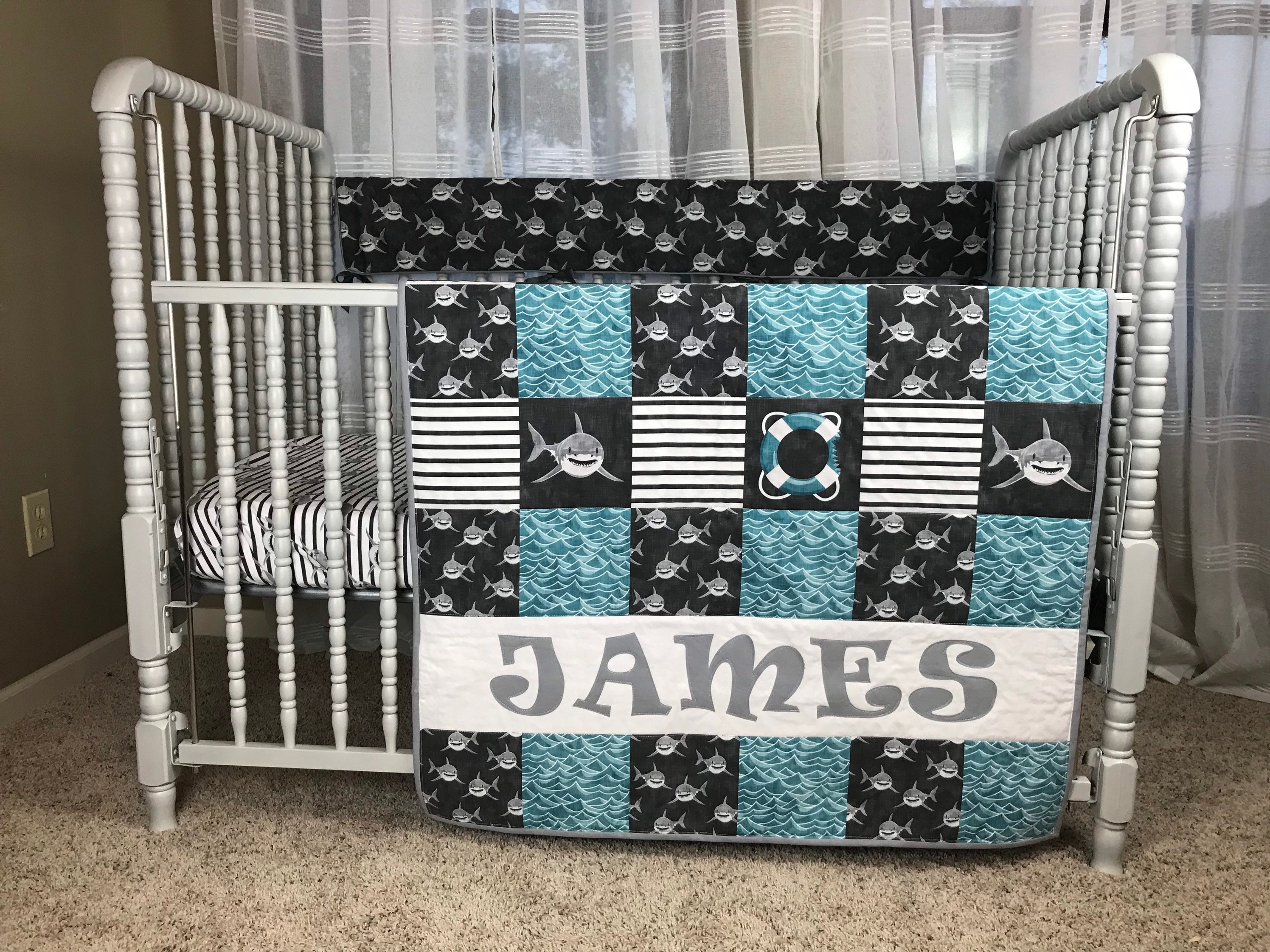 shark crib bedding