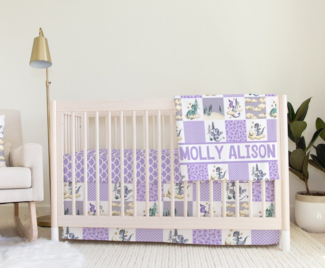 Dragon Crib Bedding Fairy Tale Nursery Decor Baby Girl Etsy