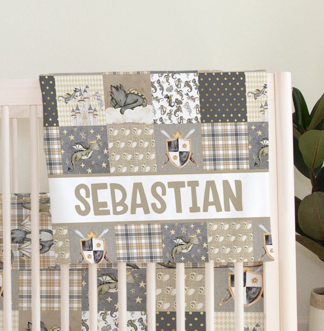 Dragon Crib Set, Baby Boy Bedding Set, Dragon Crib Bedding, Fairy Tale