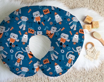 Nursing Pillow Cover, Baby Pillow Cover, Robot Nursery Decor, Nursing Accessory, Nerdy Baby Gift, Baby Boy Shower Gift