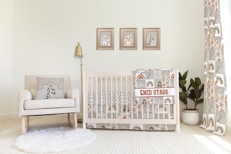 Boho Crib Bedding Set Boho Safari Nursery Decor Blush Crib Etsy