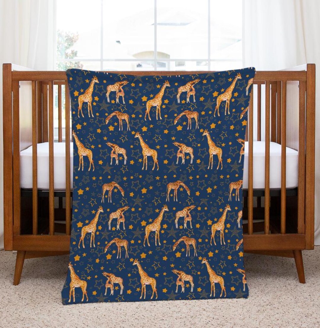 Safari Baby Blanket, Giraffe Baby Gift, Stars Nursery Decor, Jungle ...