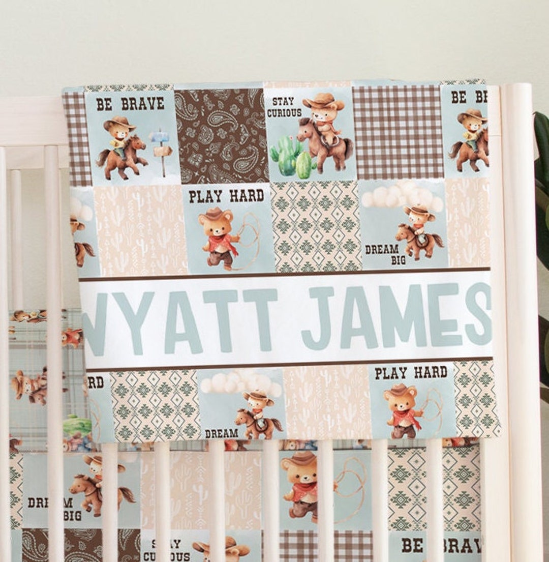 Horse Crib Bedding Set, Cowboy Crib Bedding Set, Baby Boy Crib Bedding