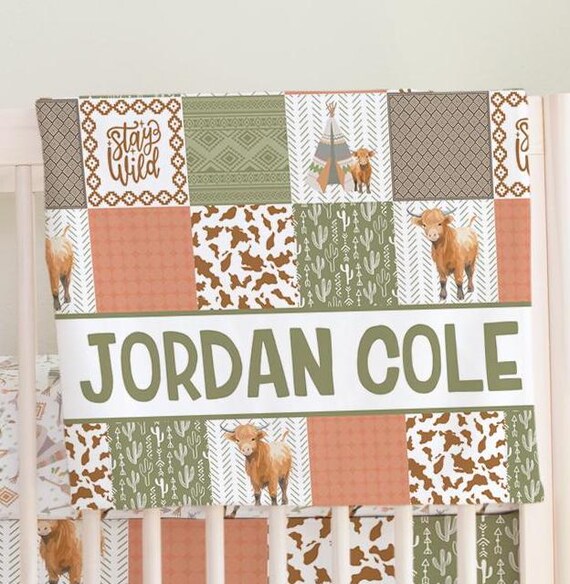 Brown Cow Print Crib Sheet - Western Farmhouse Fitted Sheet For Standard Crib Mattress