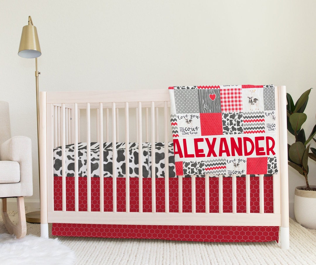 Farm Crib Bedding Red Crib Bedding Set Cow Crib Sheet Farm Etsy