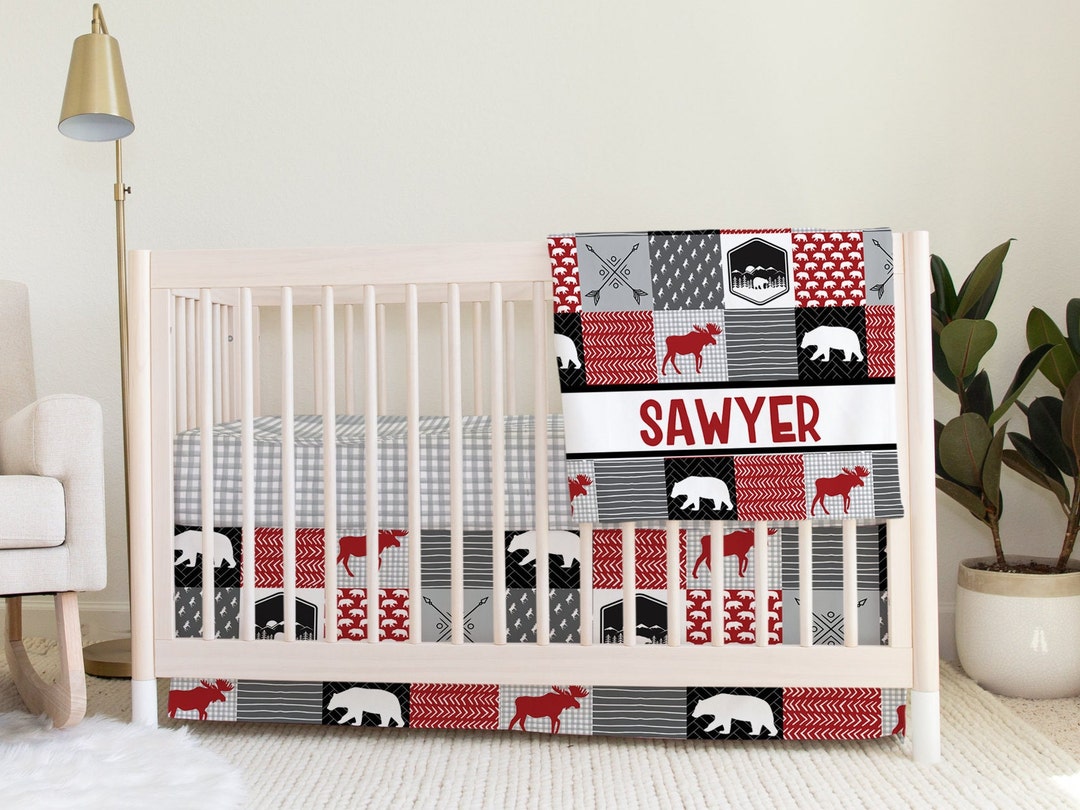 Rustic Baby Blanket Bear Crib Bedding Set Moose Crib Bedding Etsy